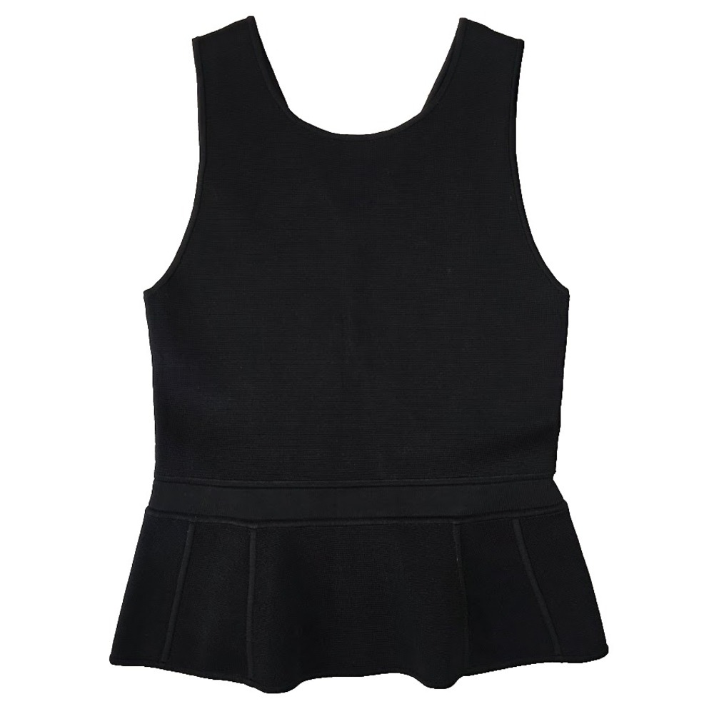 A.L.C. Sleeveless Black Peplum‎ Top Size LARGE Cut-Out Back Thick Knit